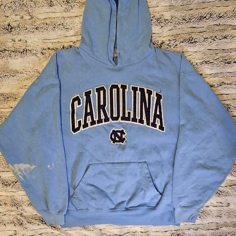 American-vintage Men's Blue and White Hoodie